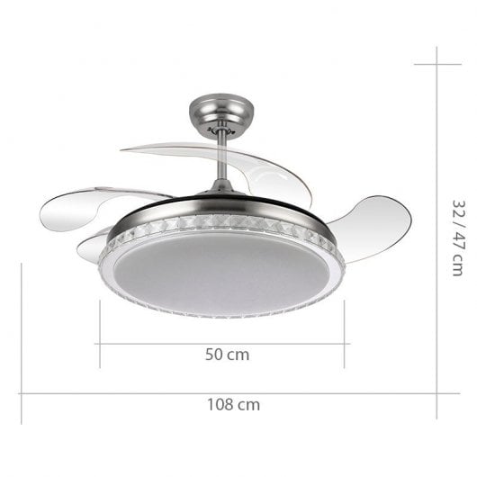 Fabrilamp Biliku Ventilador de Teto Motor DC Comando e Pás Retráteis
