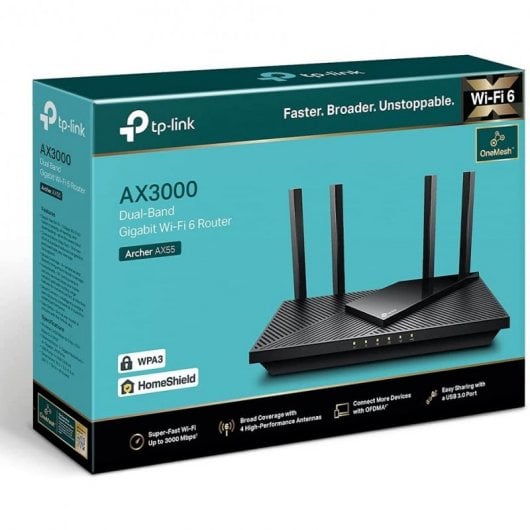 TP-Link Archer Ax55 Router Dual Band USB 5Ghz 3000Mbps Preto