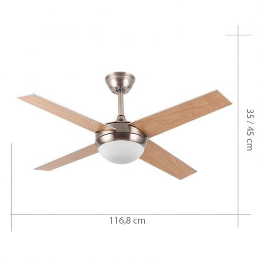 Ventilatore da soffitto Fabrilamp Ciro con controllo motore DC e pale reversibili faggio/argento
