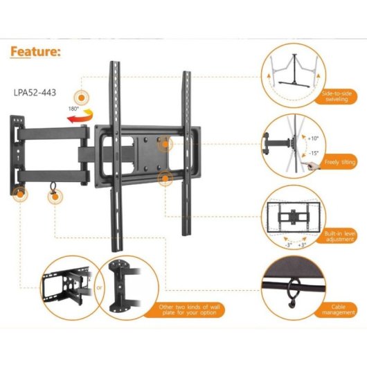 Equip 650342 TV-Halterung 177,8 cm (70") Schwarz