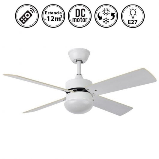 Ventilatore da soffitto Fabrilamp Sofia con luce e telecomando Bianco