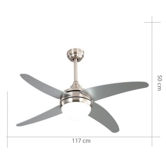 Ventilatore da soffitto Fabrilamp Klod con motore DC e luce in nichel