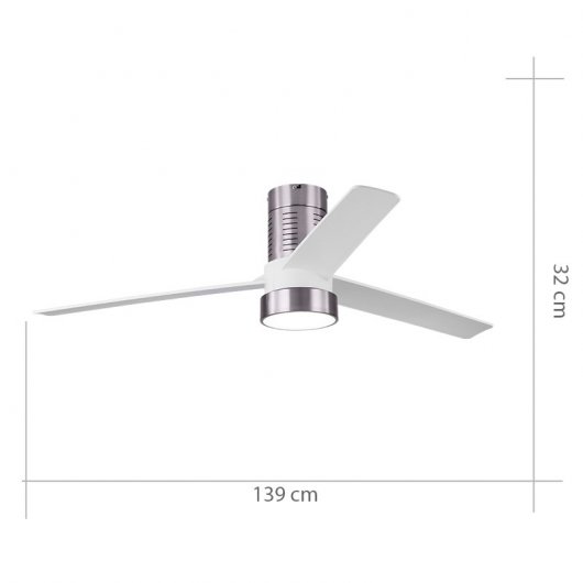 Fabrilamp Teo Ventilador de Techo con Mando y Temporizador Blanco