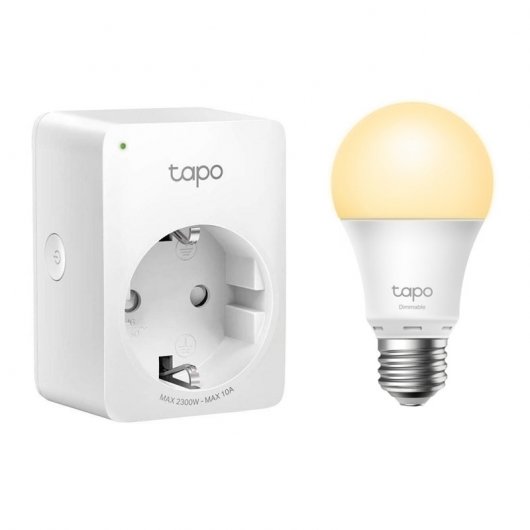 TP-Link Pack Tapo P100 Mini Smart Wifi Enchufe Inteligente + Tapo L510E Bombilla LED Smart Wi-Fi