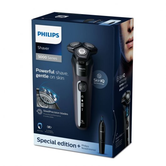 Philips Shaver Series 5000 Wet & Dry Afeitadora Eléctrica + Cortapelos Nariz/Orejas/Cejas + Estuche de Viaje Reacondicio