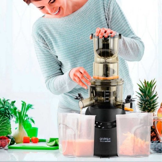 Gridinlux Juice Nature Prensadora Lenta en Frío para Frutas y Verduras