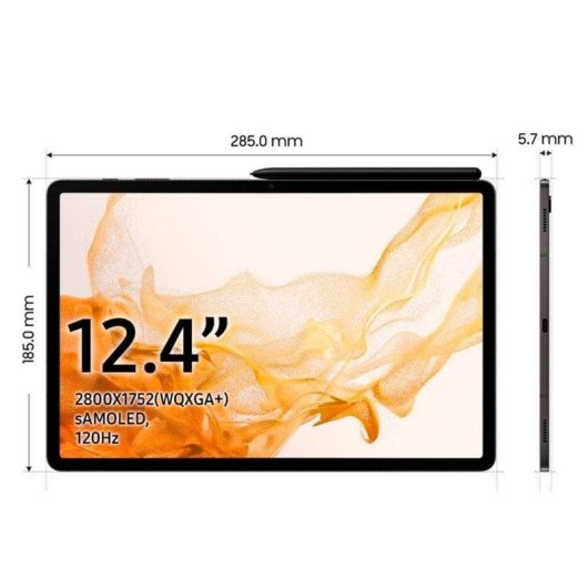 Tablet Samsung Galaxy Tab S8 Plus WiFi 12,4" 8GB 128GB Gris Stylus Pen