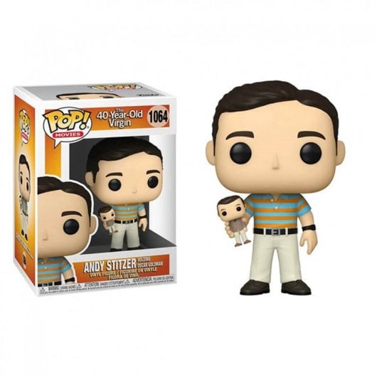 Funko Pop Cine Virgen a Los 40 Andy Sujetando a Oscar