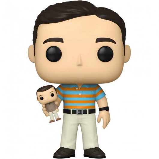 Funko Pop Cine Virgen a Los 40 Andy Sujetando a Oscar