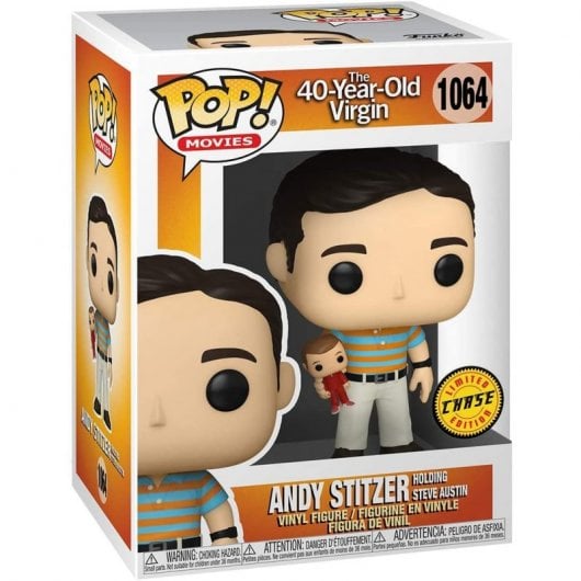 Funko Pop Cine Virgen a Los 40 Andy Sujetando a Oscar