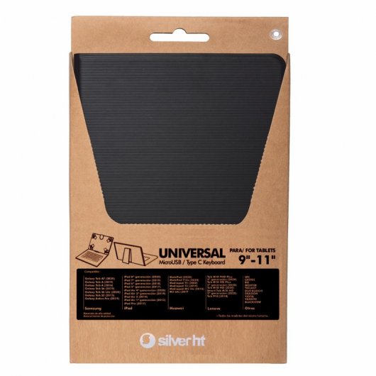 Capa universal Wave SilverHT com teclado micro USB/USB-C para tablets de 9 a 11"
