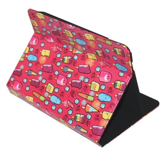 Estojo universal SilverHT Cool Ice Pop vermelho estampado para tablets de 9" a 11"