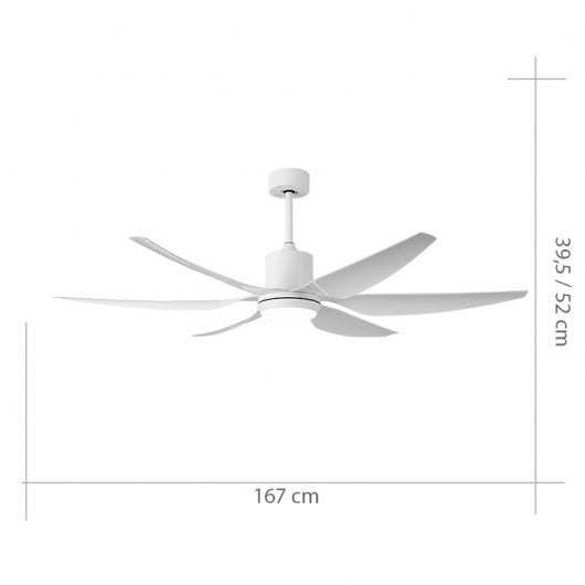 Fabrilamp Otto Ventilatore da soffitto grande con motore DC e controllo 50W Bianco