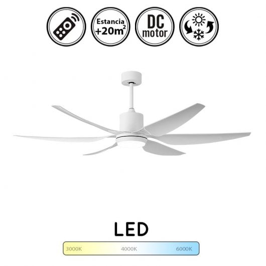 Fabrilamp Otto Ventilatore da soffitto grande con motore DC e controllo 50W Bianco