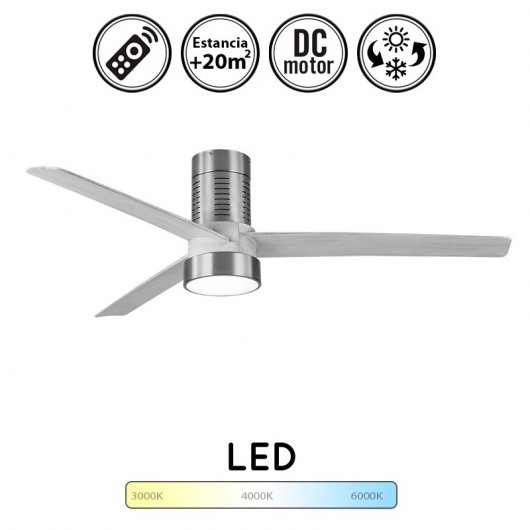 Fabrilamp Teo Ventilatore da soffitto con controllo 30W Grigio