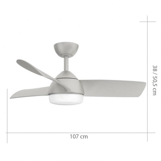 Fabrilamp Haur Ventoinha de Teto com Motor DC 25W e Luz 24W Cinzenta