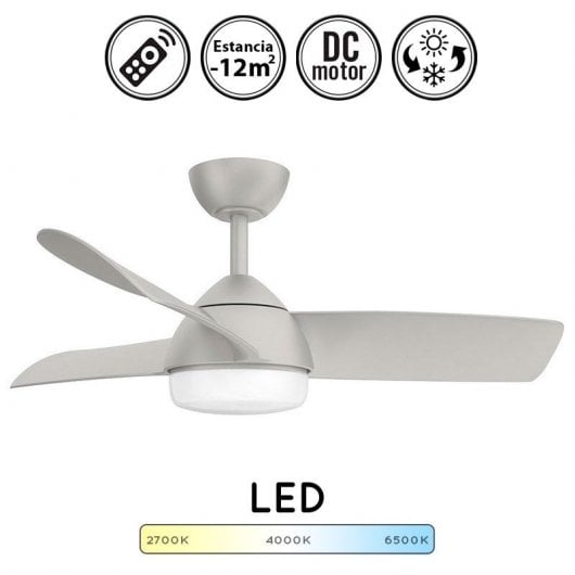 Fabrilamp Haur Ventoinha de Teto com Motor DC 25W e Luz 24W Cinzenta