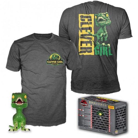 Funko Pop & Tee Jurassic Park Clever Raptor + Camiseta Talla XL