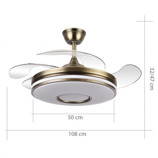 Ventilatore da soffitto Fabrilamp Dani con motore DC in pelle