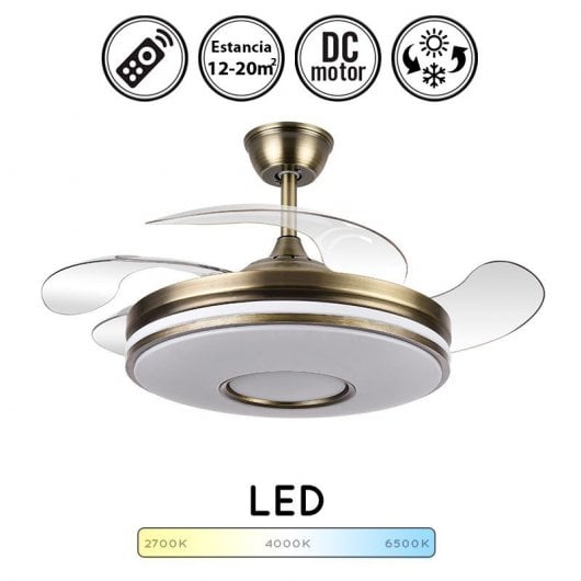 Ventilatore da soffitto Fabrilamp Dani con motore DC in pelle