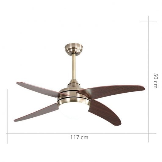 Fabrilamp Klod Ventoinha de Teto com Motor DC e Luz Couro