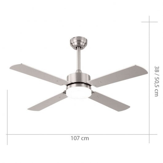 Fabrilamp Hupe Ventilatore da soffitto con motore DC e luce CCT 18W Nichel