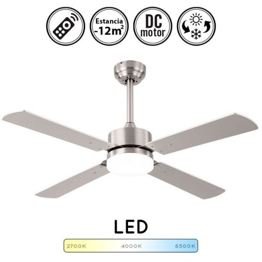 Fabrilamp Hupe Ventilatore da soffitto con motore DC e luce CCT 18W Nichel