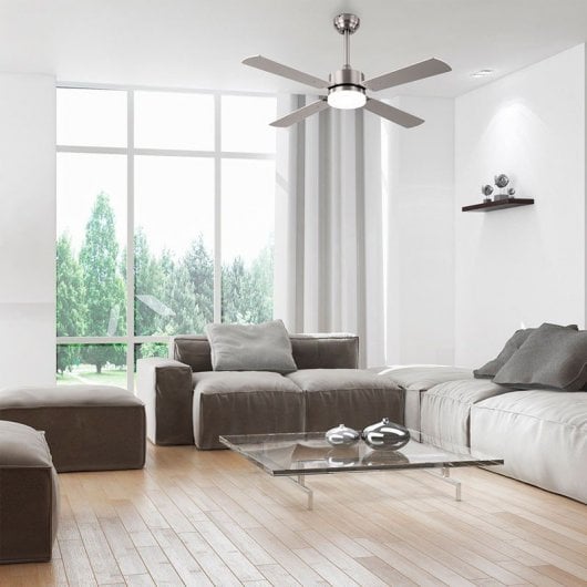 Fabrilamp Hupe Ventilatore da soffitto con motore DC e luce CCT 18W Nichel