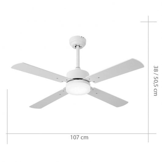 Fabrilamp Hupe Ventilador de Techo con Motor DC y Luz CCT 21W Blanco