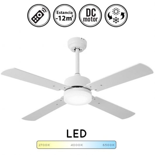 Fabrilamp Hupe Ventilador de Techo con Motor DC y Luz CCT 21W Blanco
