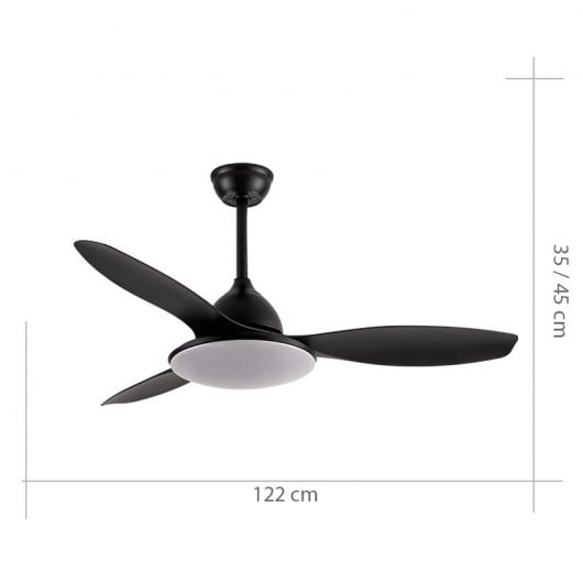 Fabrilamp Yael Ventilatore da soffitto con motore DC e controllo 72W Nero