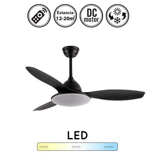 Fabrilamp Yael Ventilatore da soffitto con motore DC e controllo 72W Nero