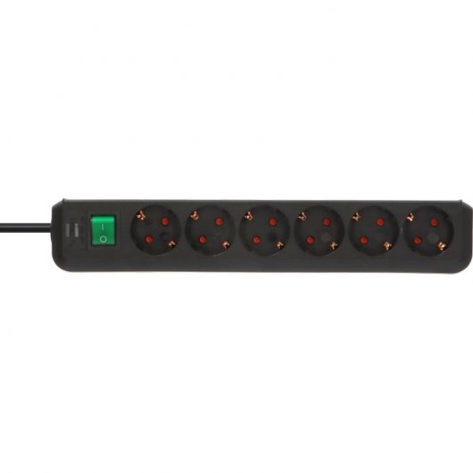 Brennenstuhl Eco-Line Multipresa con 6 prese e interruttore 3m Nero