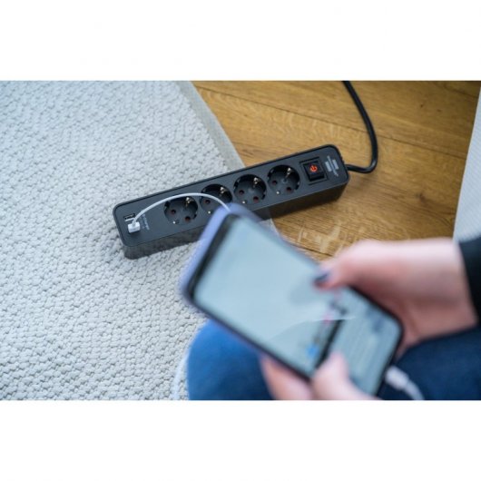 Ciabatta Brennenstuhl Ecolor con 4 prese di corrente e funzione di ricarica USB 1,5 m Nero