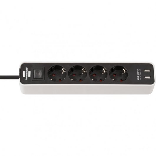 Ciabatta Brennenstuhl Ecolor con 4 prese di corrente e funzione di ricarica USB 1,5 m Bianco