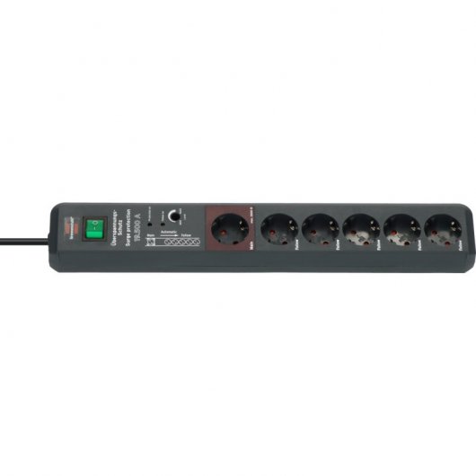 Brennenstuhl Secure-Tec Presa multipla con 6 prese di corrente protegge dalle sovratensioni 3 m antracite
