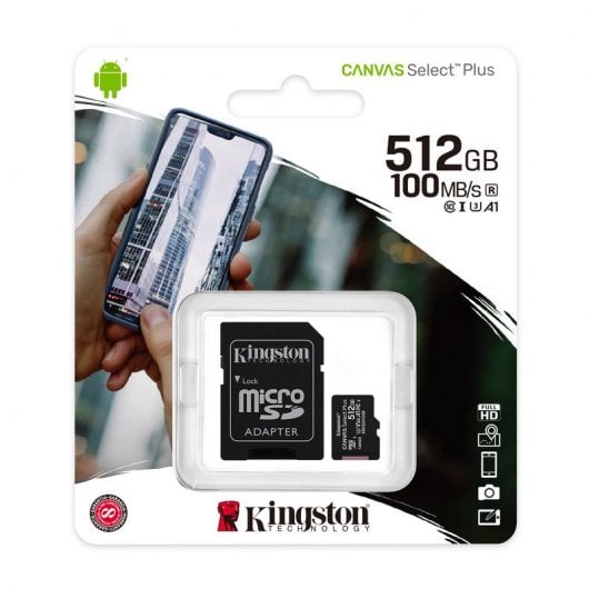 Kingston Canvas Select Plus MicroSDXC UHS-I 512GB Clase 10 + Adaptador SD