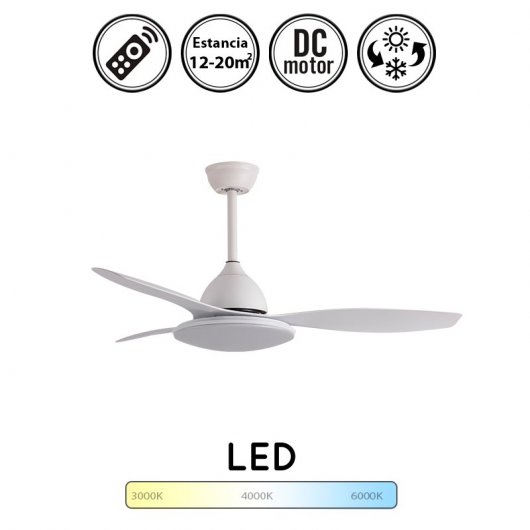 Ventilatore da soffitto Fabrilamp Yael con motore DC e telecomando Bianco