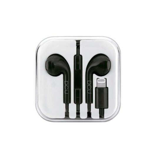 Auriculares DCU Tecnologic Advance con cable Lightning para llamadas y música negros