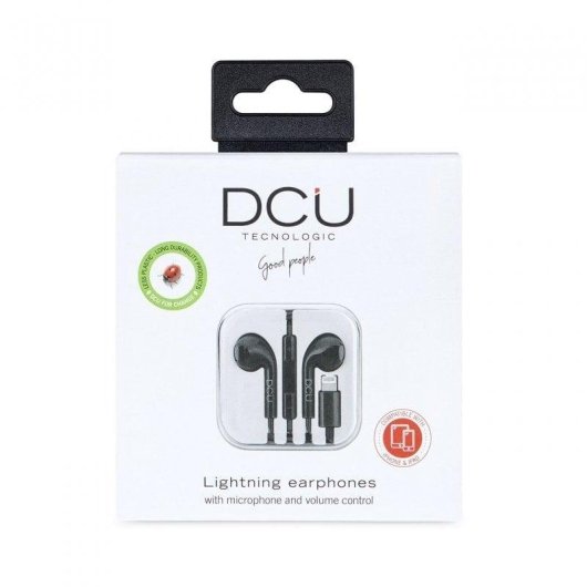 Auriculares DCU Tecnologic Advance con cable Lightning para llamadas y música negros