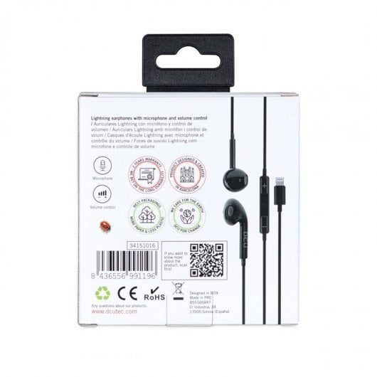 DCU Tecnologic Auriculares Lightning Negros