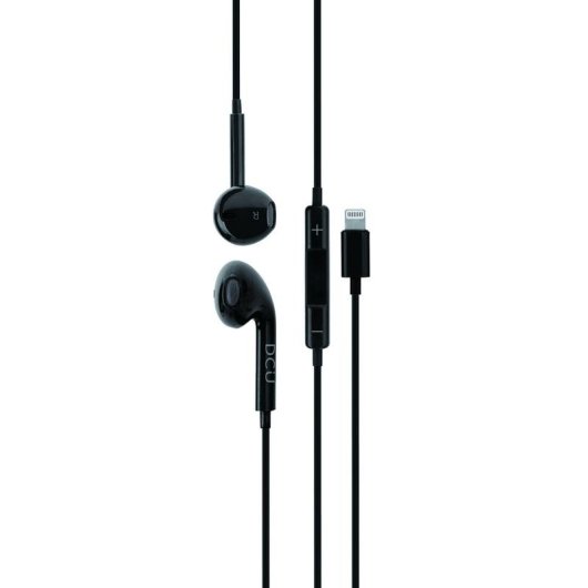 Auriculares DCU Tecnologic Advance con cable Lightning para llamadas y música negros