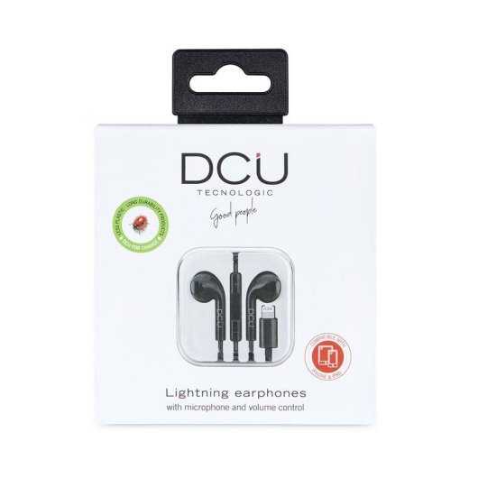 Auriculares DCU Tecnologic Advance con cable Lightning para llamadas y música negros