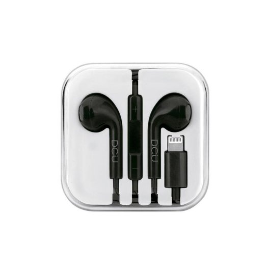 Auriculares DCU Tecnologic Advance con cable Lightning para llamadas y música negros