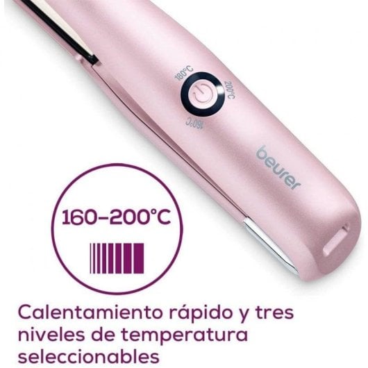 Lisseur Sans Fil Beurer HS20 200ºC 3 Réglages Compact Accessoires Inclus Noir