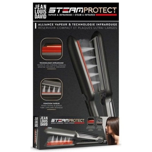 Lisseur Céramique Tourmaline Jean Louis David Steam Protect 235ºC 6 Réglages Plaques larges Arrêt automatique Noir