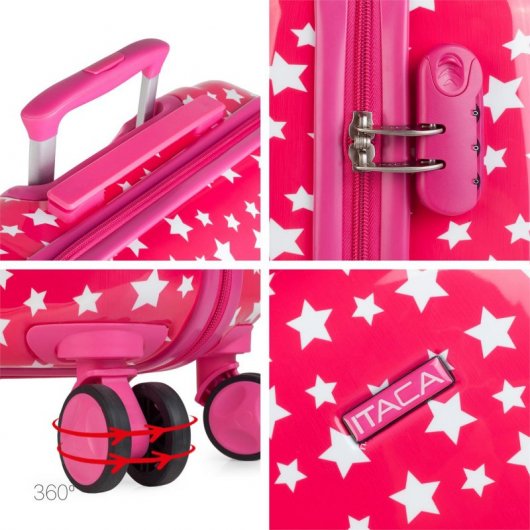 Valigia porta PC da bambino media Itaca Stars, colore Fucsia