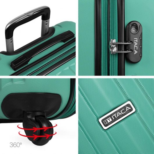 Mala de viagem Itaca Sevron Medium Abs, cor verde menta