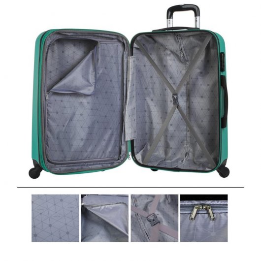Mala de viagem Itaca Sevron Medium Abs, cor verde menta