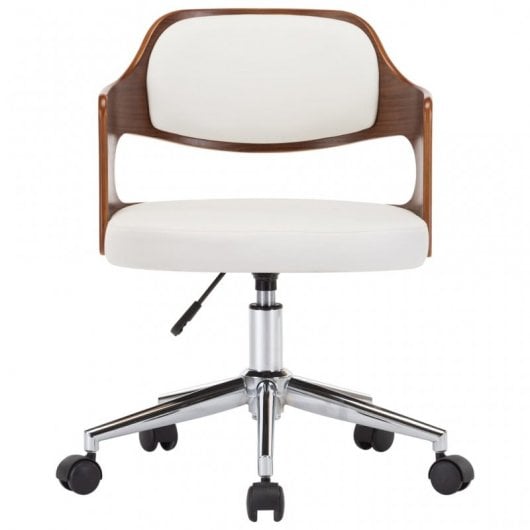 VidaXL Sedia da ufficio girevole Legno curvato/Pelle sintetica bianca